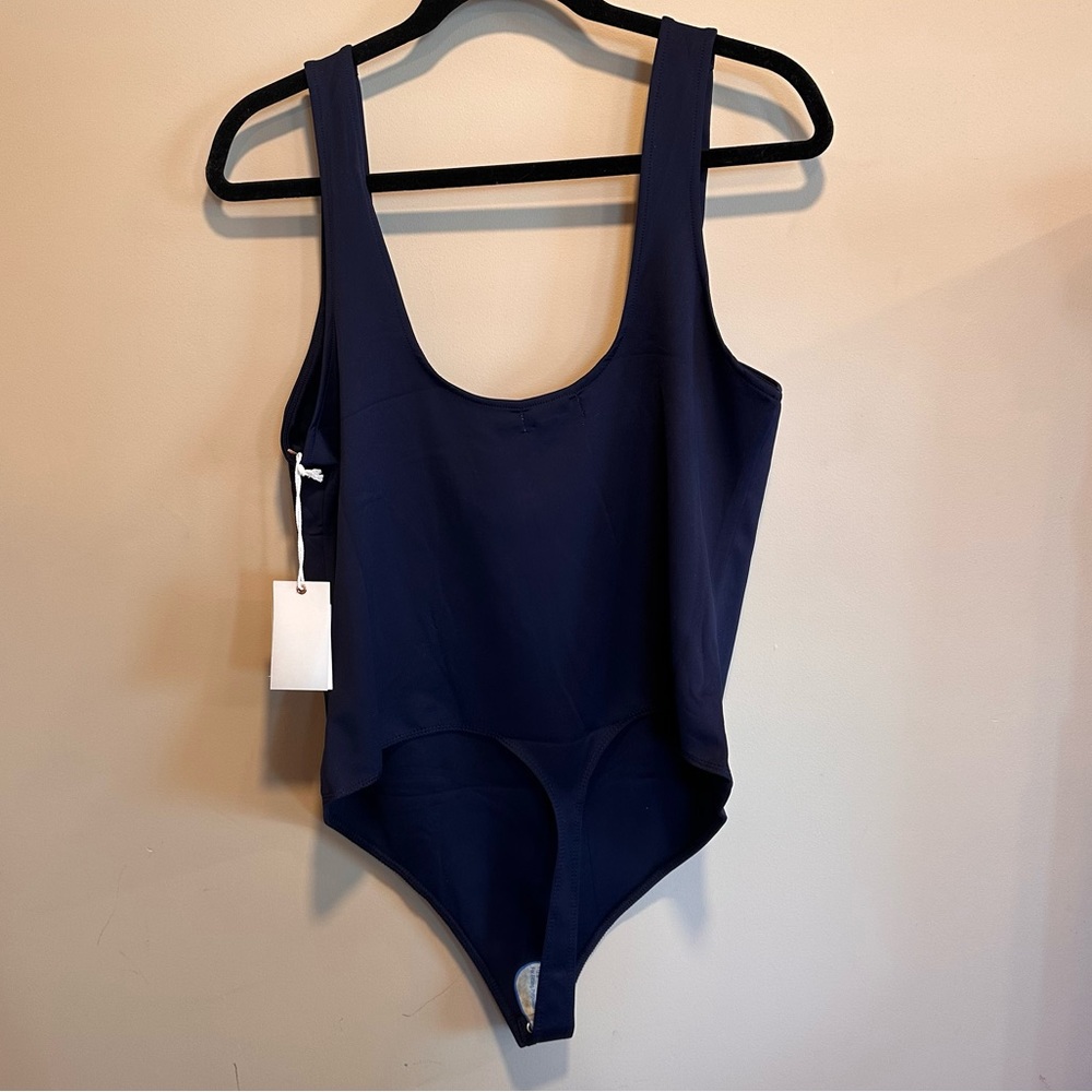 New Good American GOOD FORM MODERN TANK BODY SUIT GB0375 Ink blue Size 3XL Thong